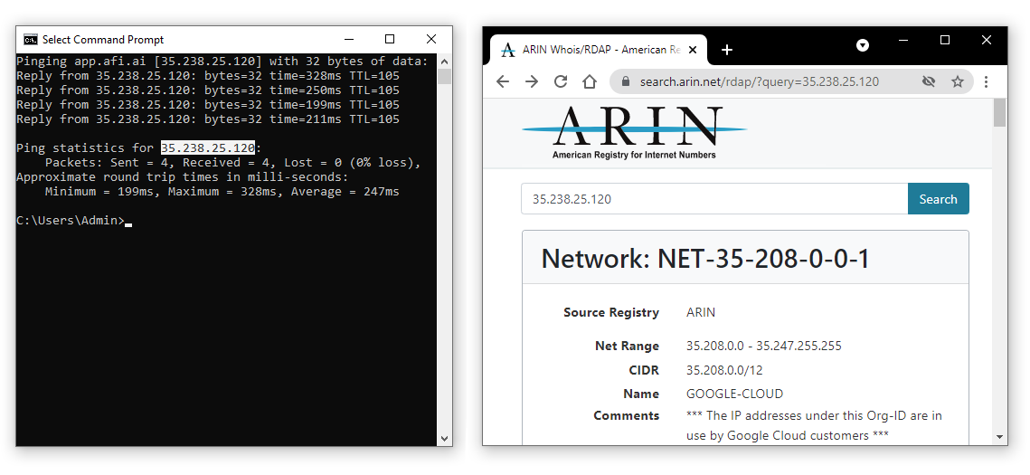 Afi Microsoft 365 backup IP address inspection