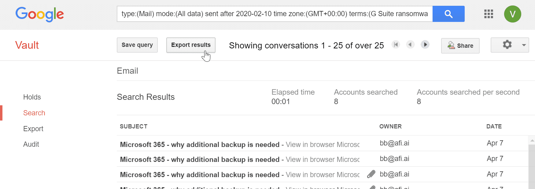 g suite backup email